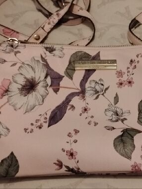 Jones New York Signature Floral Pink Crossbody Bag with Gold Tone Accents